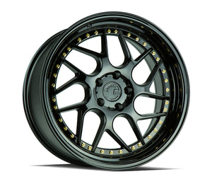 Aodhan DS01 Gloss Black W /Gold Rivets 18x9.5 +35 5x100 73.1mm - Wheelwiz