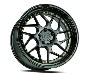 Aodhan DS01 Gloss Black W /Gold Rivets 18x9.5 +15 5x114.3 73.1mm - Wheelwiz
