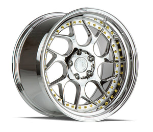 Aodhan DS01 Vacuum Chrome W/ Gold Rivets 18x9.5 +30 5x114.3 73.1mm - Wheelwiz