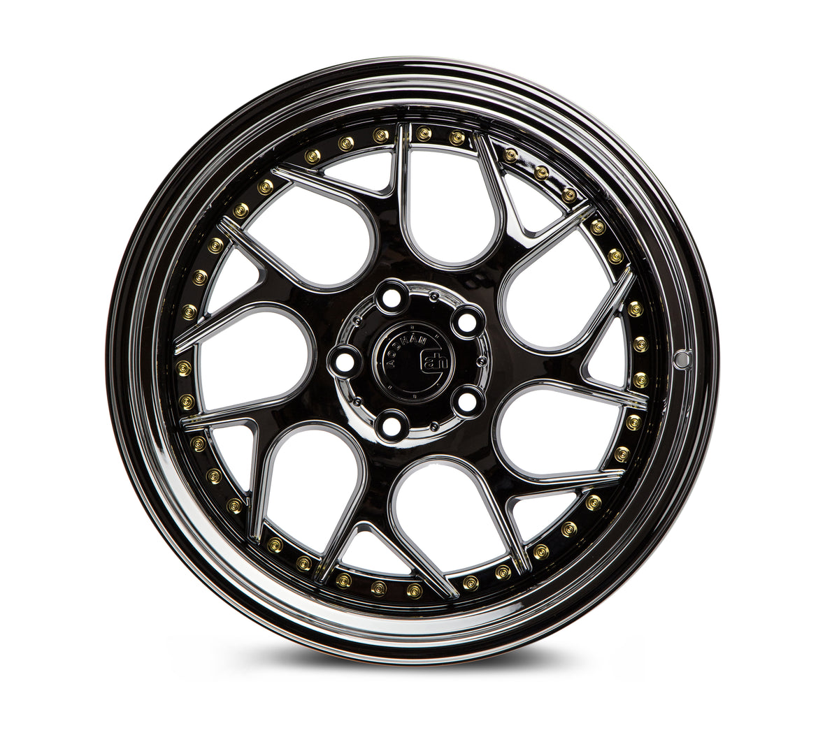 Aodhan DS01 Black Vacuum W/ Gold Rivets 19x10.5 +22 5x114.3 73.1mm - Wheelwiz