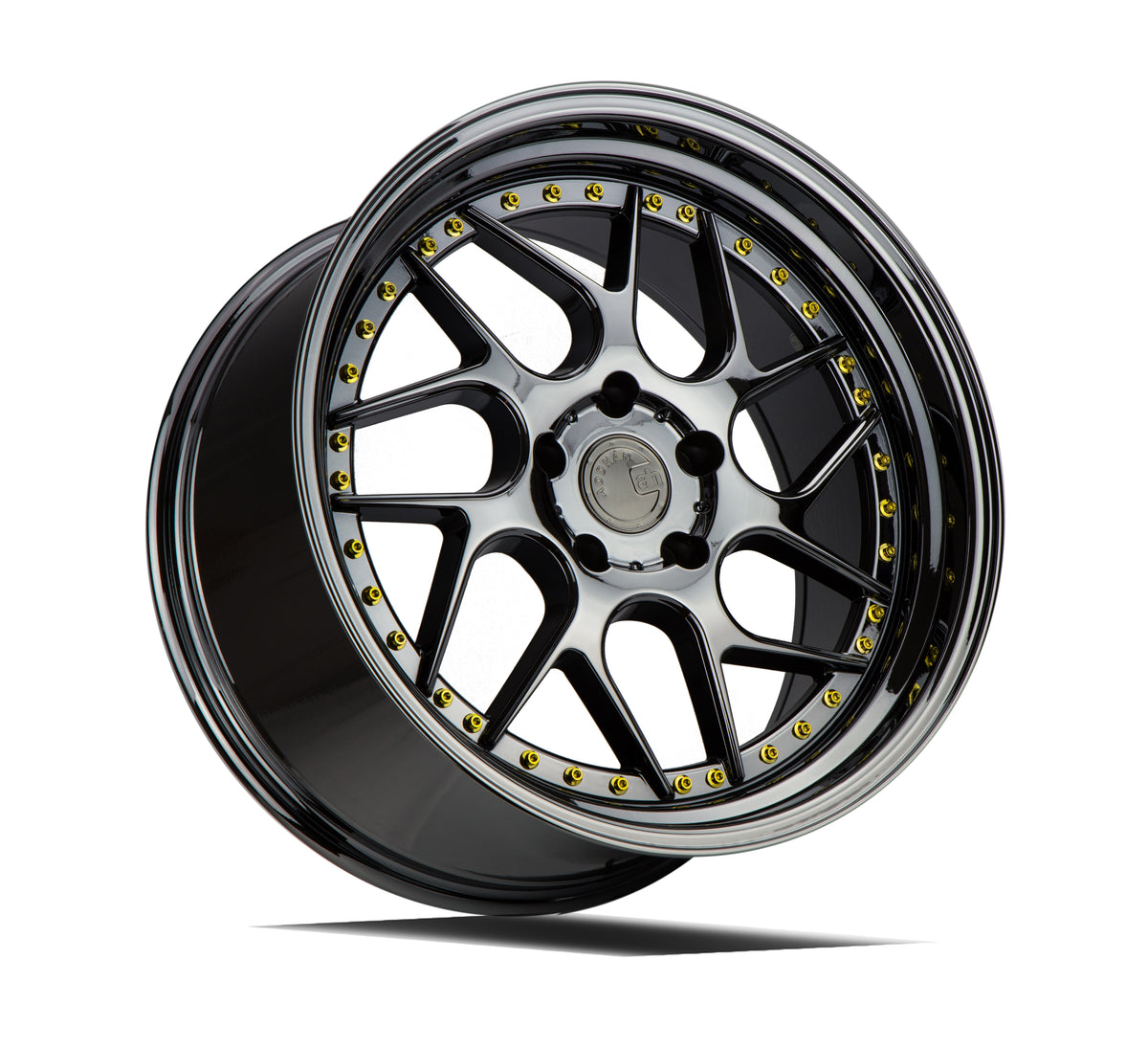 Aodhan DS01 Black Vacuum W/ Gold Rivets 19x10.5 +22 5x114.3 73.1mm - Wheelwiz