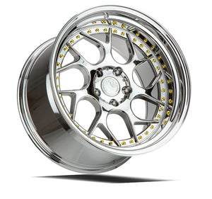 Aodhan DS01 Vacuum Chrome W/ Gold Rivets 19x10.5 +15 5x114.3 73.1mm - Wheelwiz