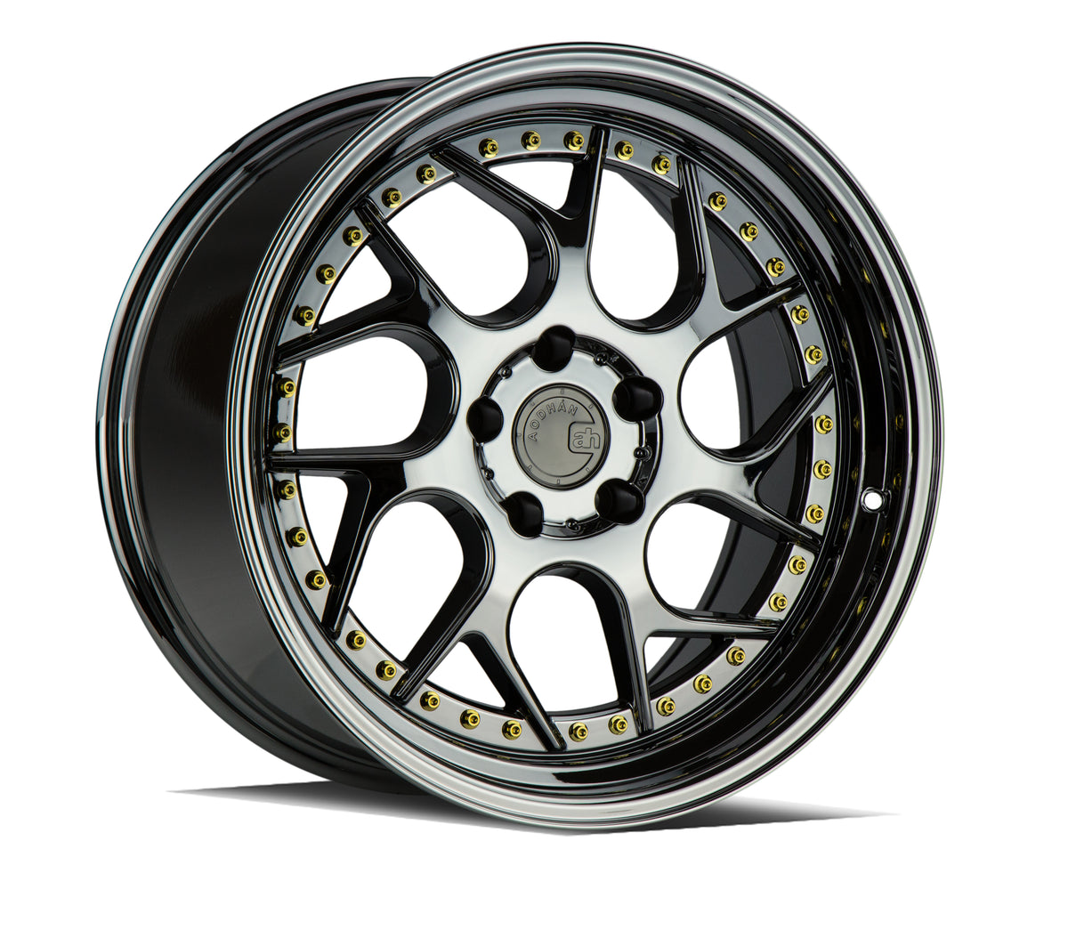 Aodhan DS01 Black Vacuum W/ Gold Rivets 19x9.5 +22 5x114.3 73.1mm - Wheelwiz