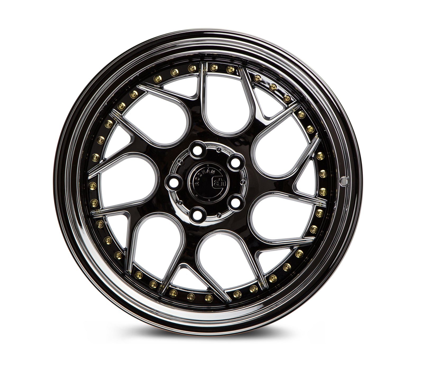 Aodhan DS01 Black Vacuum W/ Gold Rivets 19x9.5 +22 5x114.3 73.1mm - Wheelwiz