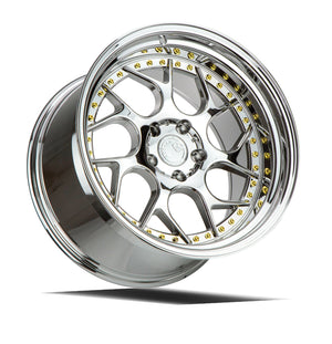 Aodhan DS01 Vacuum Chrome W/ Gold Rivets 19x9.5 +15 5x114.3 73.1mm - Wheelwiz