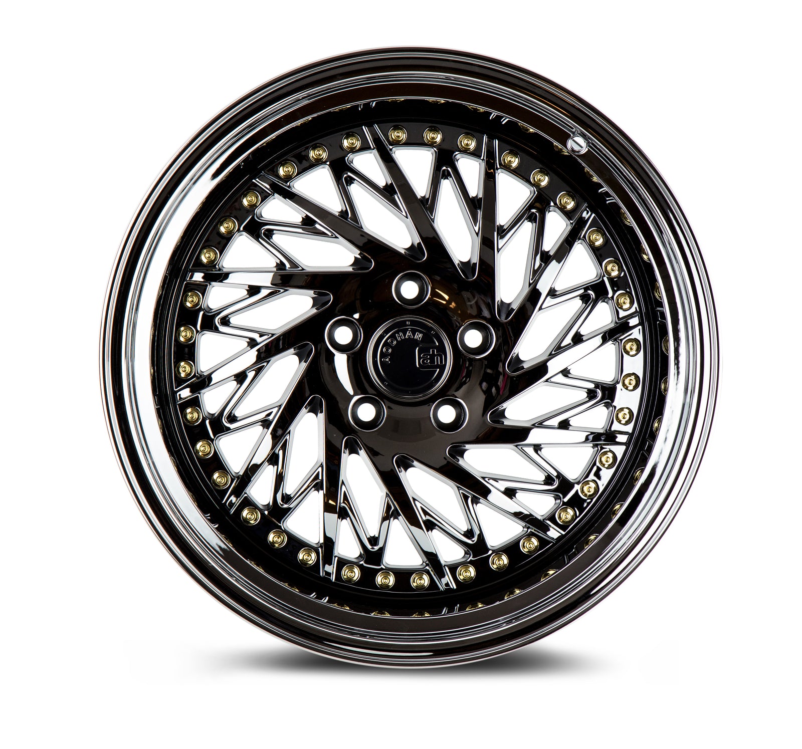 Aodhan DS03 Black Vacuum w/ Gold Rivets 18x9.5 Passenger Side +35 5x100 73.1mm - Wheelwiz