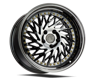 Aodhan DS03 Black Vacuum w/ Gold Rivets 18x9.5 Driver Side +30 5x114.3 73.1mm - Wheelwiz