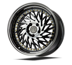Aodhan DS03 Black Vacuum w/ Gold Rivets 18x9.5 Passenger Side +30 5x114.3 73.1mm - Wheelwiz