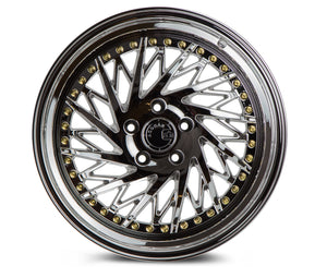 Aodhan DS03 Vacuum Chrome w/Gold Rivets 18x9.5 Driver Side +30 5x114.3 73.1mm - Wheelwiz