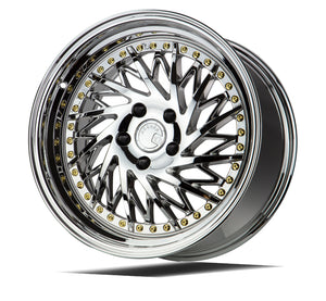 Aodhan DS03 Vacuum Chrome w/Gold Rivets 18x9.5 Passenger Side +30 5x114.3 73.1mm - Wheelwiz
