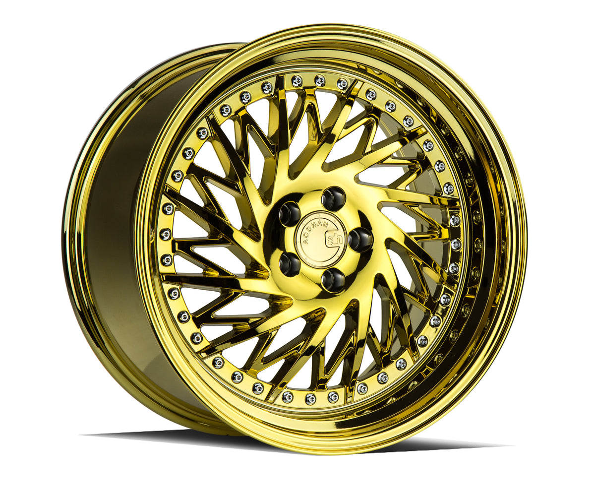 Aodhan DS03 Gold Vacuum w/ Chrome Rivets 18x9.5 +30 5x114.3 73.1mm - Wheelwiz