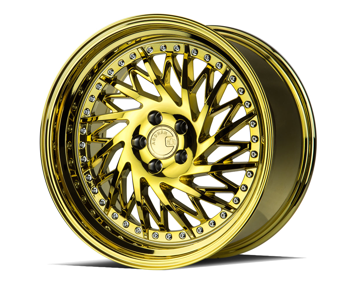 Aodhan DS03 Gold Vacuum w/ Chrome Rivets 18x9.5 +30 5x114.3 73.1mm - Wheelwiz