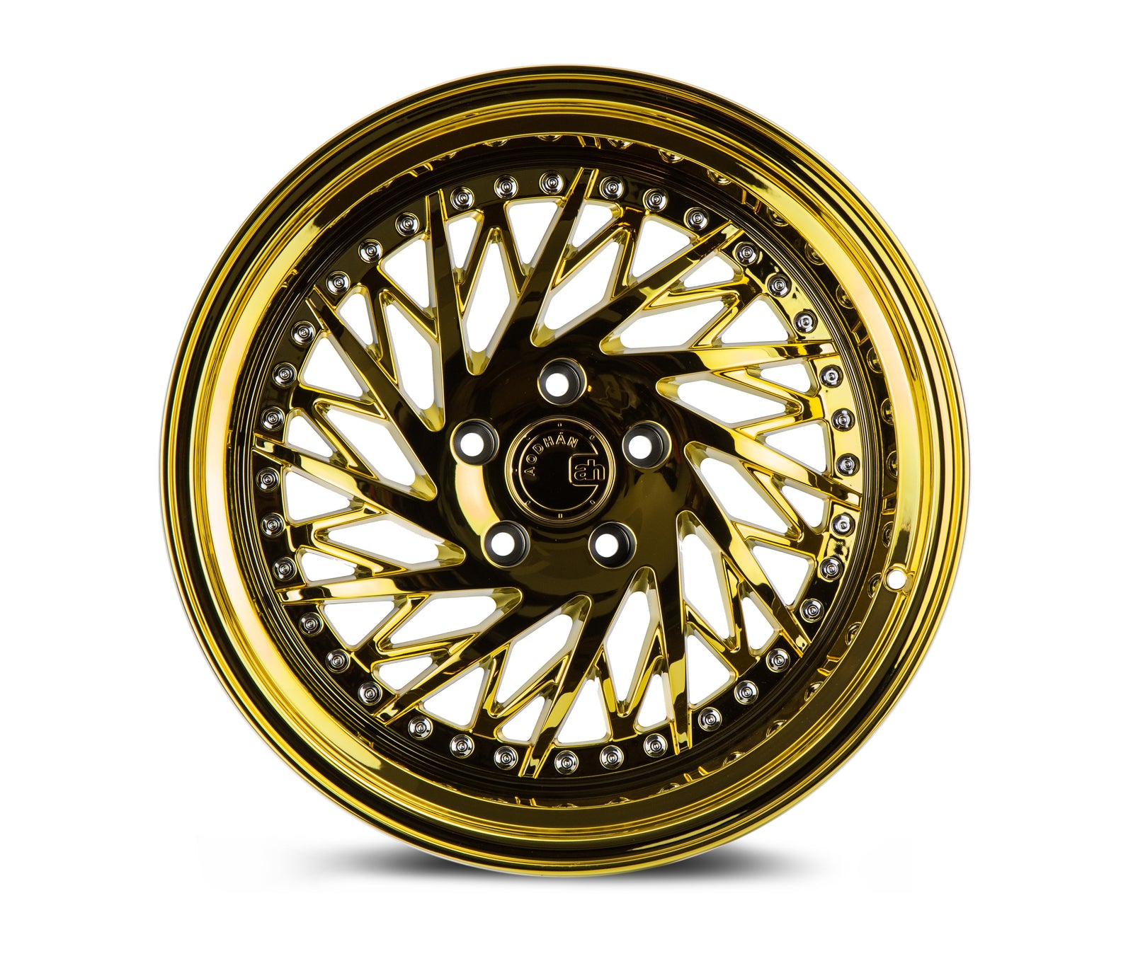 Aodhan DS03 Gold Vacuum w/ Chrome Rivets 18x9.5 Driver Side +35 5x100 73.1mm - Wheelwiz