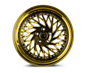 Aodhan DS03 Gold Vacuum w/ Chrome Rivets 18x9.5 Passenger Side +35 5x100 73.1mm - Wheelwiz