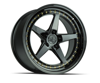 Aodhan DS05 Gloss Black W /Gold Rivets 18x8.5 +35 5x114.3 73.1mm