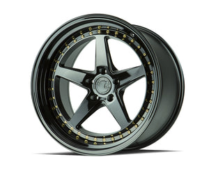Aodhan DS05 Gloss Black W /Gold Rivets 19x11 +15 5x114.3 73.1mm - Wheelwiz