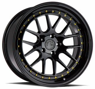 Aodhan DS06 Gloss Black W /Gold Rivets 18x8.5 +35 5x114.3 73.1mm