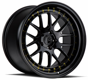 Aodhan DS06 Gloss Black W /Gold Rivets 18x9.5 +30 5x114.3 73.1mm - Wheelwiz