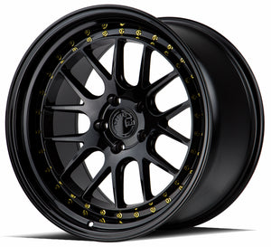 Aodhan DS06 Gloss Black W /Gold Rivets 18x9.5 +22 5x114.3 73.1mm - Wheelwiz