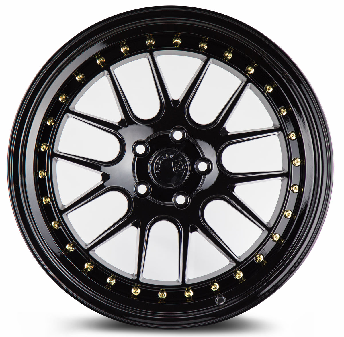 Aodhan DS06 Gloss Black W /Gold Rivets 19x11 +22 5x114.3 73.1mm - Wheelwiz