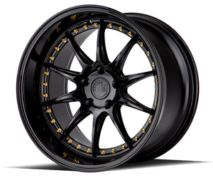 Aodhan DS07 Gloss Black W /Gold Rivets 18x10.5 +22 5x114.3 73.1mm - Wheelwiz