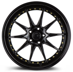 Aodhan DS07 Gloss Black W /Gold Rivets 19x11 +15 5x114.3 73.1mm - Wheelwiz