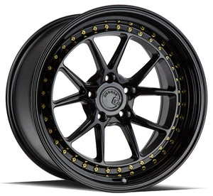 Aodhan DS08 Gloss Black W /Gold Rivets 18x10.5 +15 5x114.3 73.1mm - Wheelwiz
