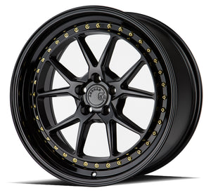 Aodhan DS08 Gloss Black W /Gold Rivets 18x8.5 +35 5x120 72.6mm - Wheelwiz