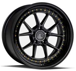 Aodhan DS08 Gloss Black W /Gold Rivets 18x9.5 +22 5x114.3 73.1mm - Wheelwiz