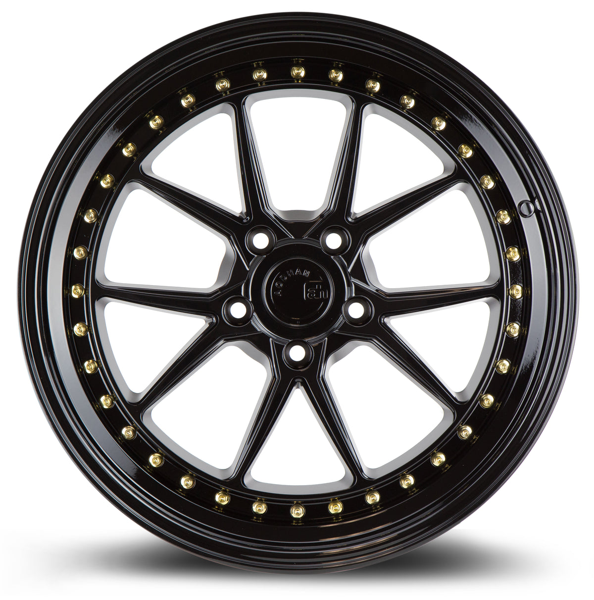 Aodhan DS08 Gloss Black W /Gold Rivets 19x9.5 +22 5x114.3 73.1mm - Wheelwiz