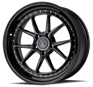 Aodhan DS08 Gloss Black W /Gold Rivets 19x9.5 +22 5x114.3 73.1mm - Wheelwiz