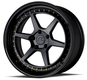 Aodhan DS09 Gloss Black W /Gold Rivets 18x10.5 +22 5x114.3 73.1mm - Wheelwiz