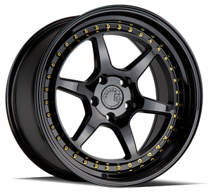 Aodhan DS09 Gloss Black W /Gold Rivets 18x9.5 +30 5x114.3 73.1mm - Wheelwiz