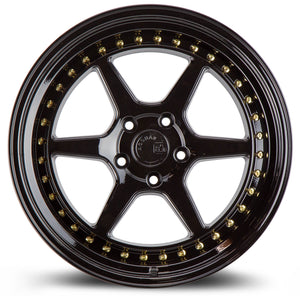 Aodhan DS09 Gloss Black W /Gold Rivets 19x8.5 +35 5x114.3 73.1mm - Wheelwiz