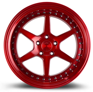 Aodhan DS09 Candy Red w/ (Chrome Rivets) 19x11 +15 5x114.3 73.1mm - Wheelwiz
