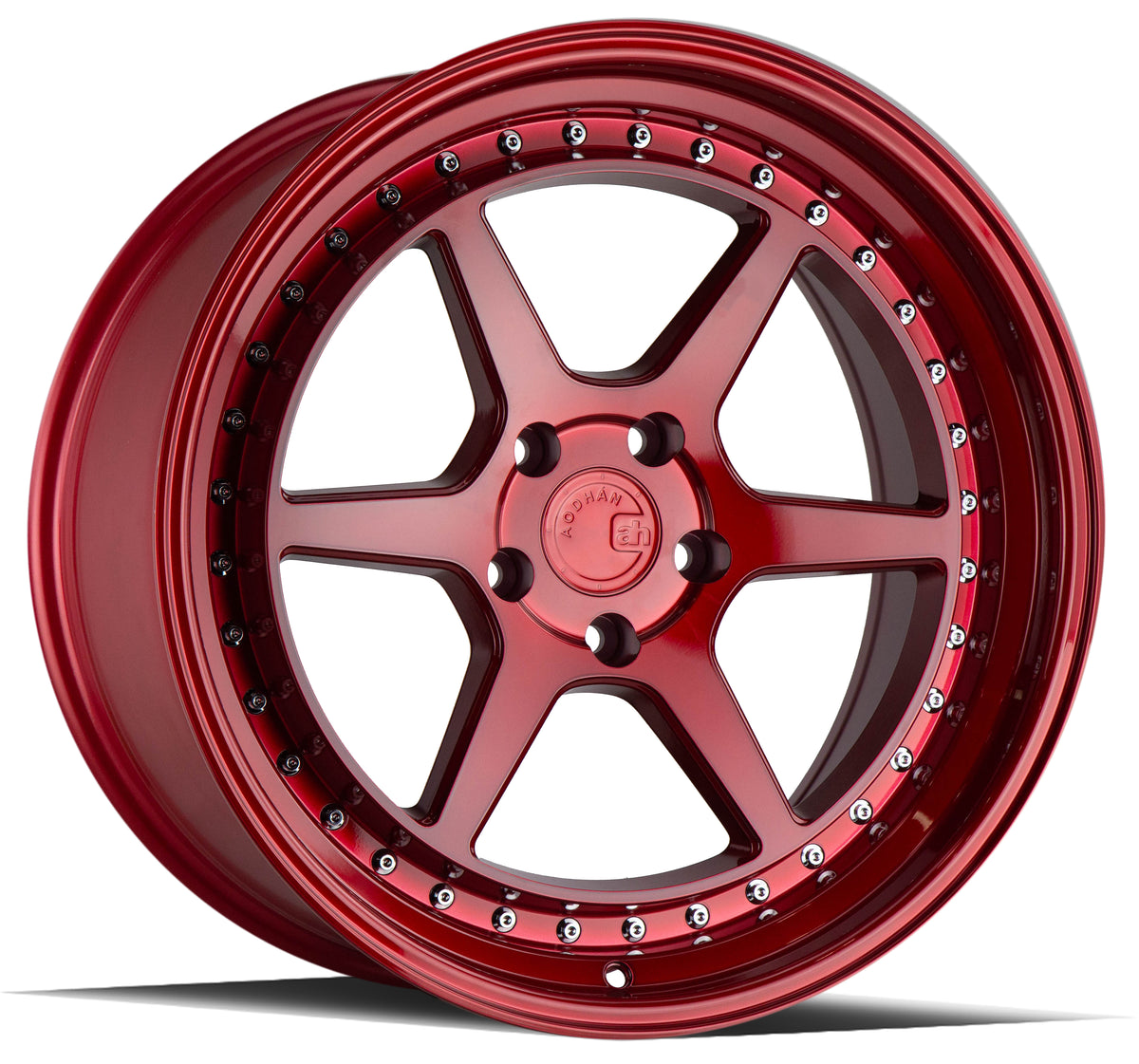 Aodhan DS09 Candy Red w/ (Chrome Rivets) 18x9.5 +15 5x114.3 73.1mm - Wheelwiz