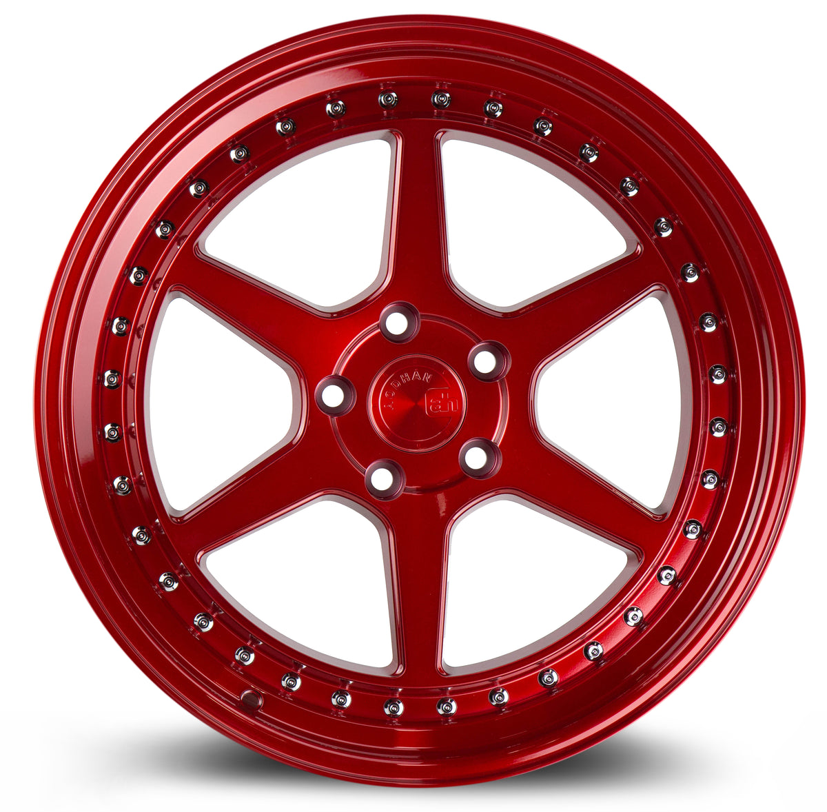 Aodhan DS09 Candy Red w/ (Chrome Rivets) 19x9.5 +15 5x114.3 73.1mm - Wheelwiz