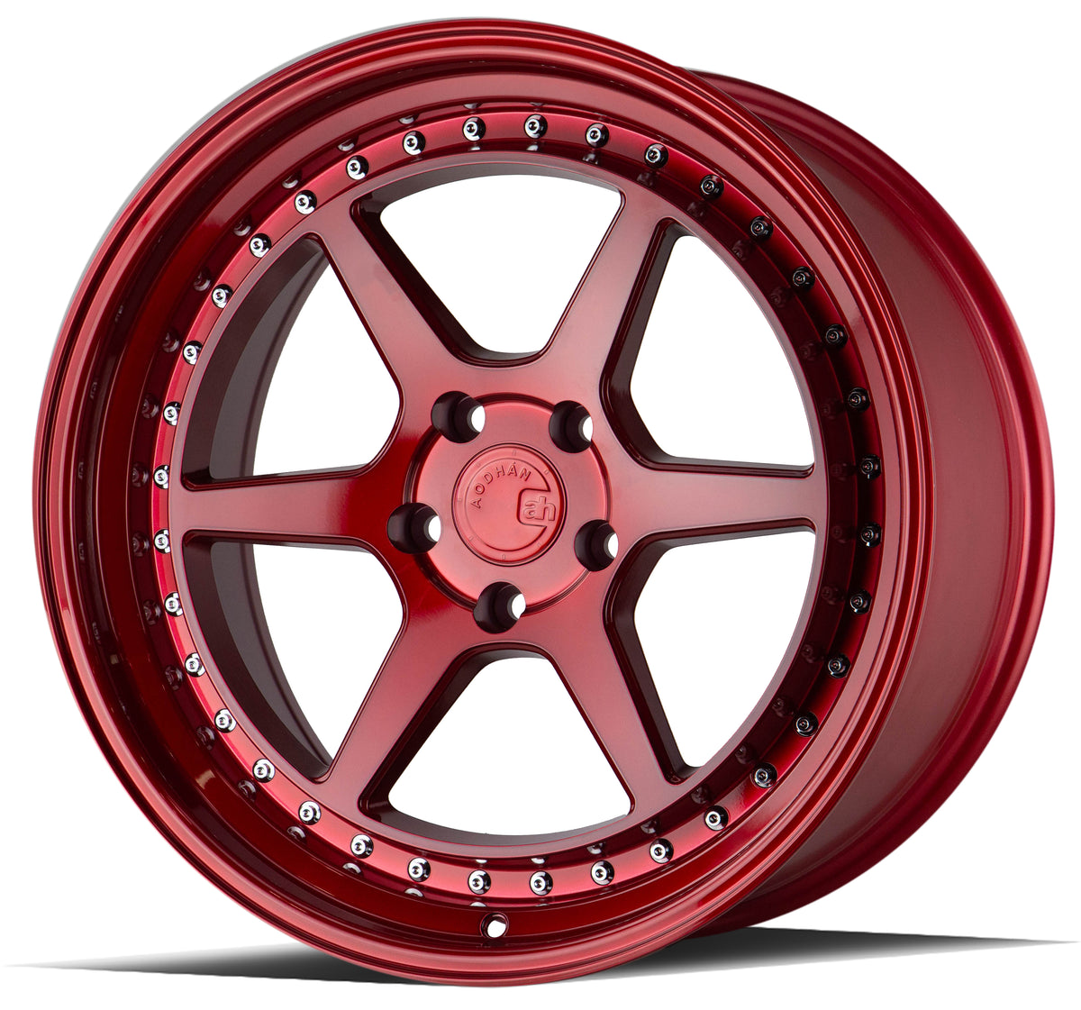 Aodhan DS09 Candy Red w/ (Chrome Rivets) 18x9.5 +22 5x114.3 73.1mm - Wheelwiz