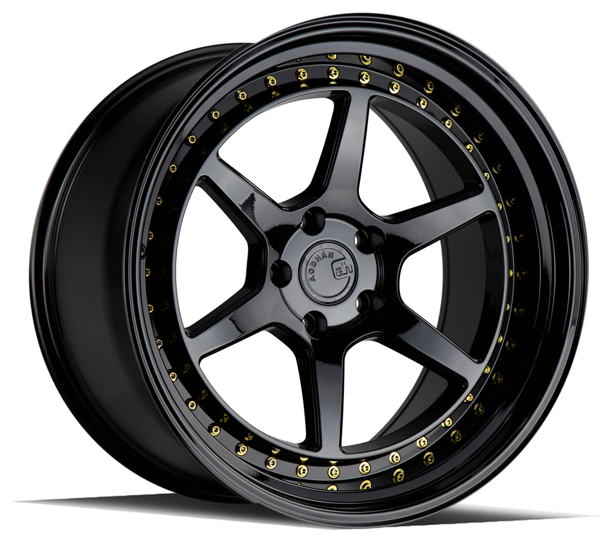 Aodhan DS09 Gloss Black W /Gold Rivets 19x9.5 +15 5x114.3 73.1mm - Wheelwiz