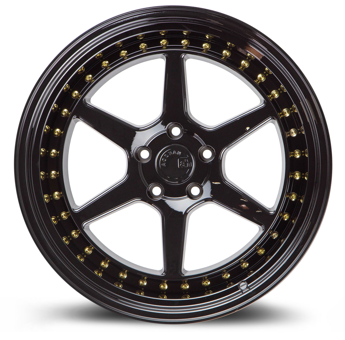 Aodhan DS09 Gloss Black W /Gold Rivets 19x9.5 +22 5x114.3 73.1mm - Wheelwiz