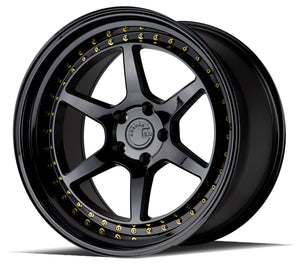 Aodhan DS09 Gloss Black W /Gold Rivets 19x9.5 +15 5x114.3 73.1mm - Wheelwiz