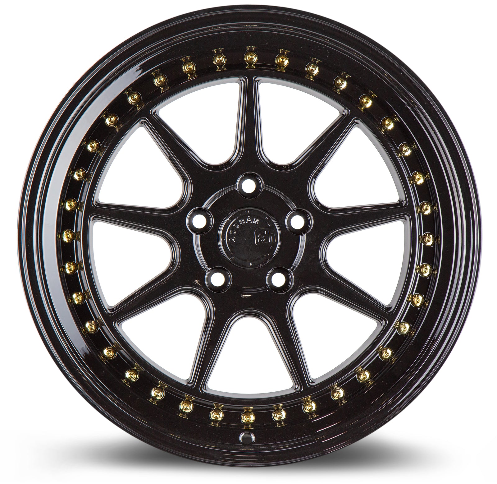 Aodhan DS-X Gloss Black W /Gold Rivets 18x9.5 +22 5x114.3 73.1mm - Wheelwiz