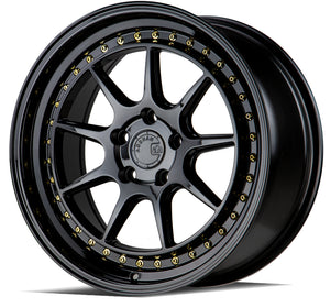 Aodhan DS-X Gloss Black W /Gold Rivets 18x9.5 +15 5x114.3 73.1mm - Wheelwiz