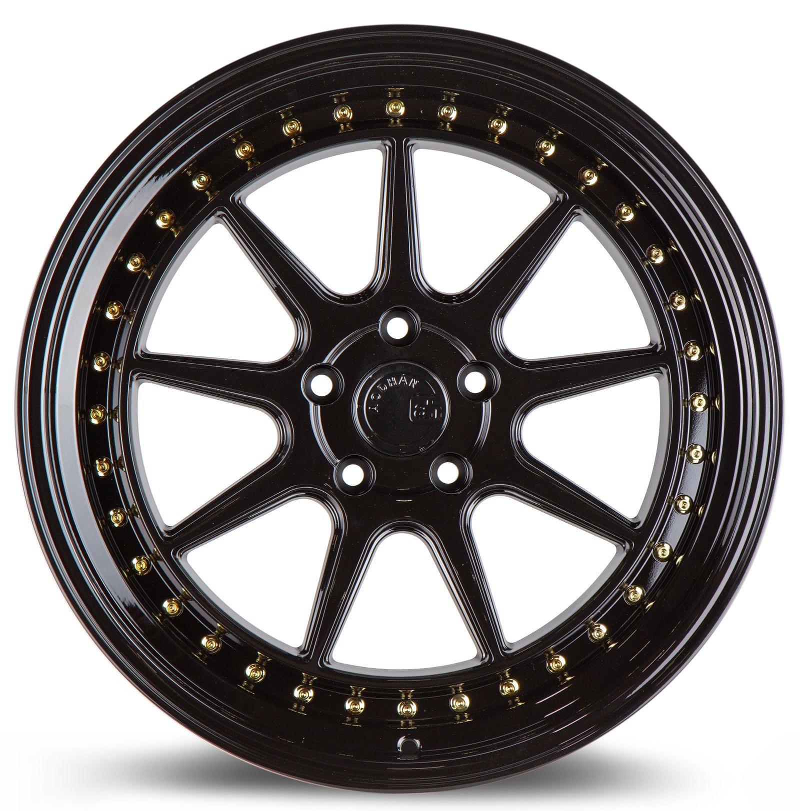 Aodhan DS-X Gloss Black W /Gold Rivets 19x11 +15 5x114.3 73.1mm - Wheelwiz