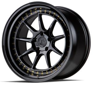 Aodhan DS-X Gloss Black W /Gold Rivets 19x11 +22 5x114.3 73.1mm - Wheelwiz