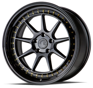 Aodhan DS-X Gloss Black W /Gold Rivets 19x8.5 +35 5x114.3 73.1mm - Wheelwiz