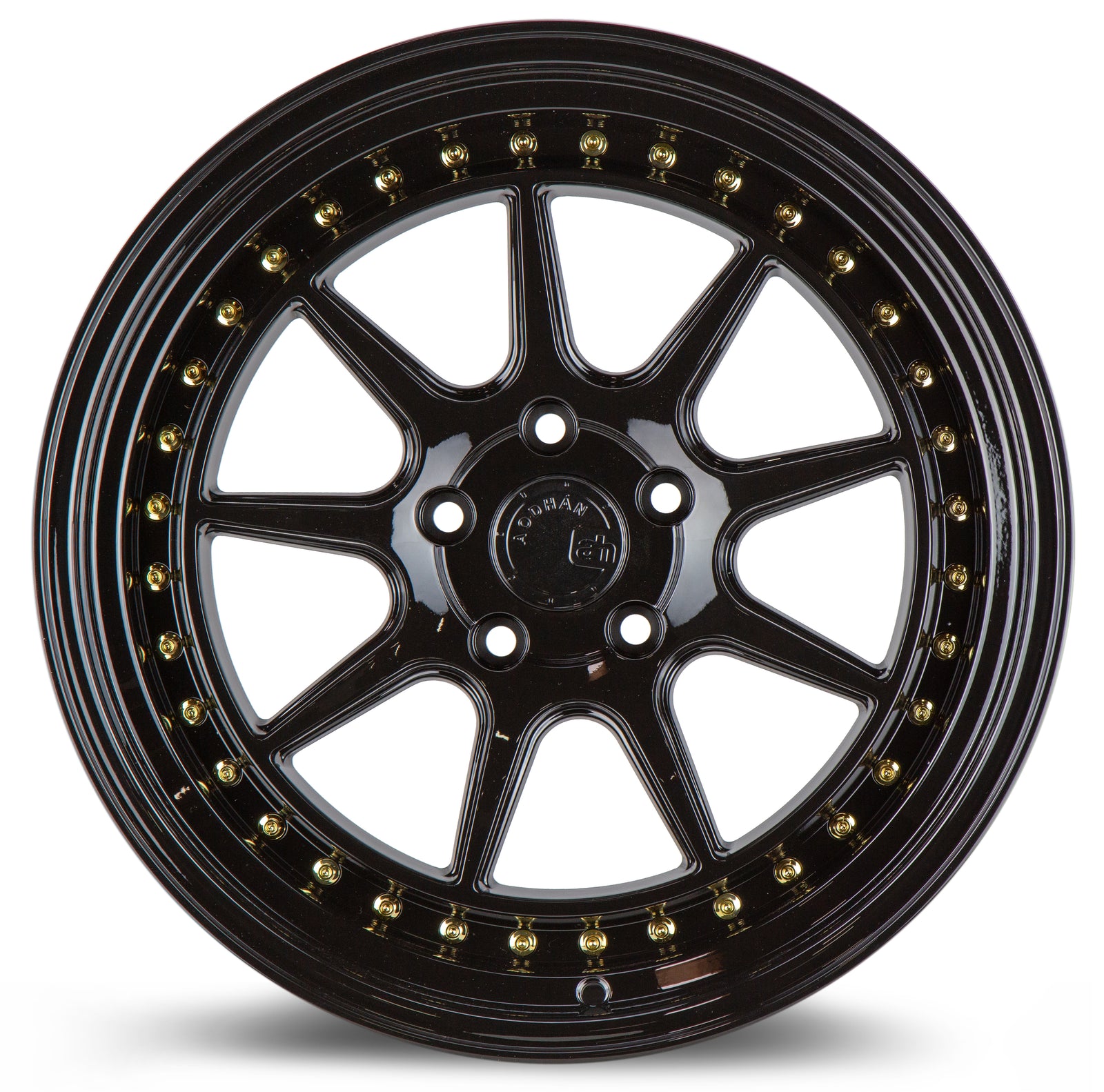 Aodhan DS-X Gloss Black W /Gold Rivets 19x9.5 +22 5x114.3 73.1mm - Wheelwiz