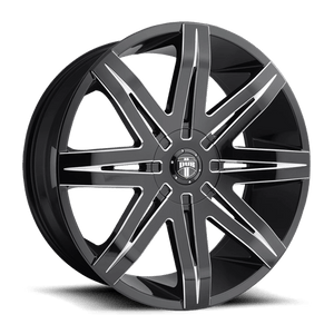 DUB S227 STACKS Gloss Black Milled 24x9.5 +30 6x135|6x139.7mm 87.1mm - WheelWiz