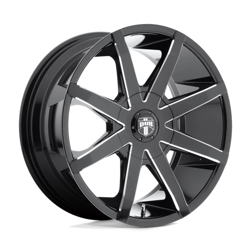 DUB S109 PUSH Gloss Black Milled 22x9.5 +28 Custom 74.1mm - Wheelwiz