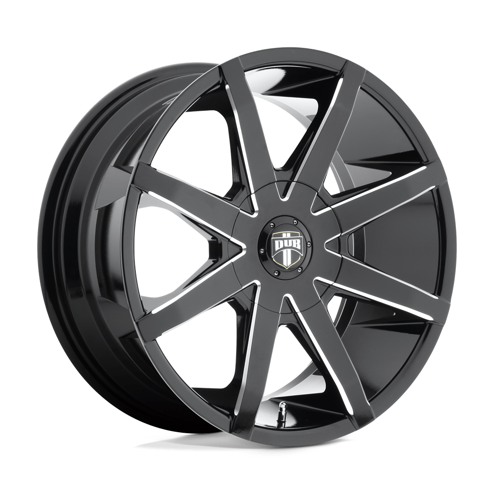 DUB S109 PUSH Gloss Black Milled 24x9.5 +15 5x115|5x120.65mm 72.6mm - WheelWiz